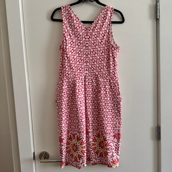 J. McLaughlin Geometric Dress Red V-Neck Side Pocket Sleeveless Pullover Sz M - Picture 4 of 7